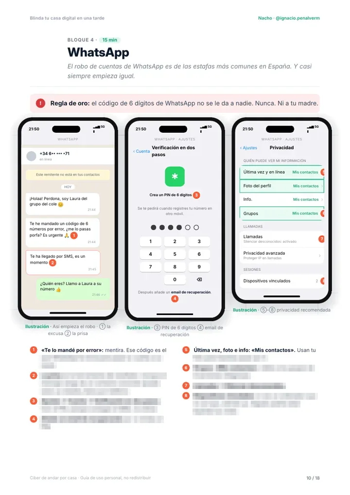 Página de la guía sobre WhatsApp